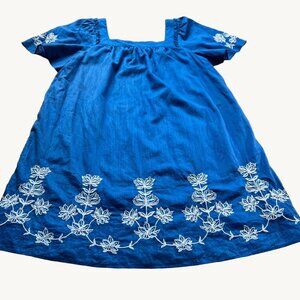 Draper James Size S Cobalt Blue White Maren Embroidered Flutter Sleeve Dress